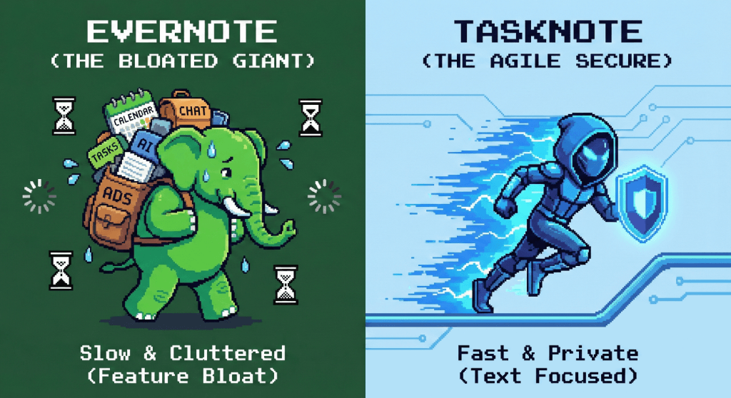 Evernote (The Bloated Giant) vs TaskNote (The Agile Secure)