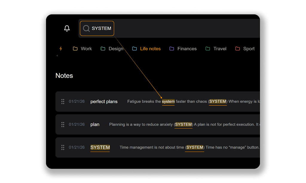 Search results for system with highlighted matches