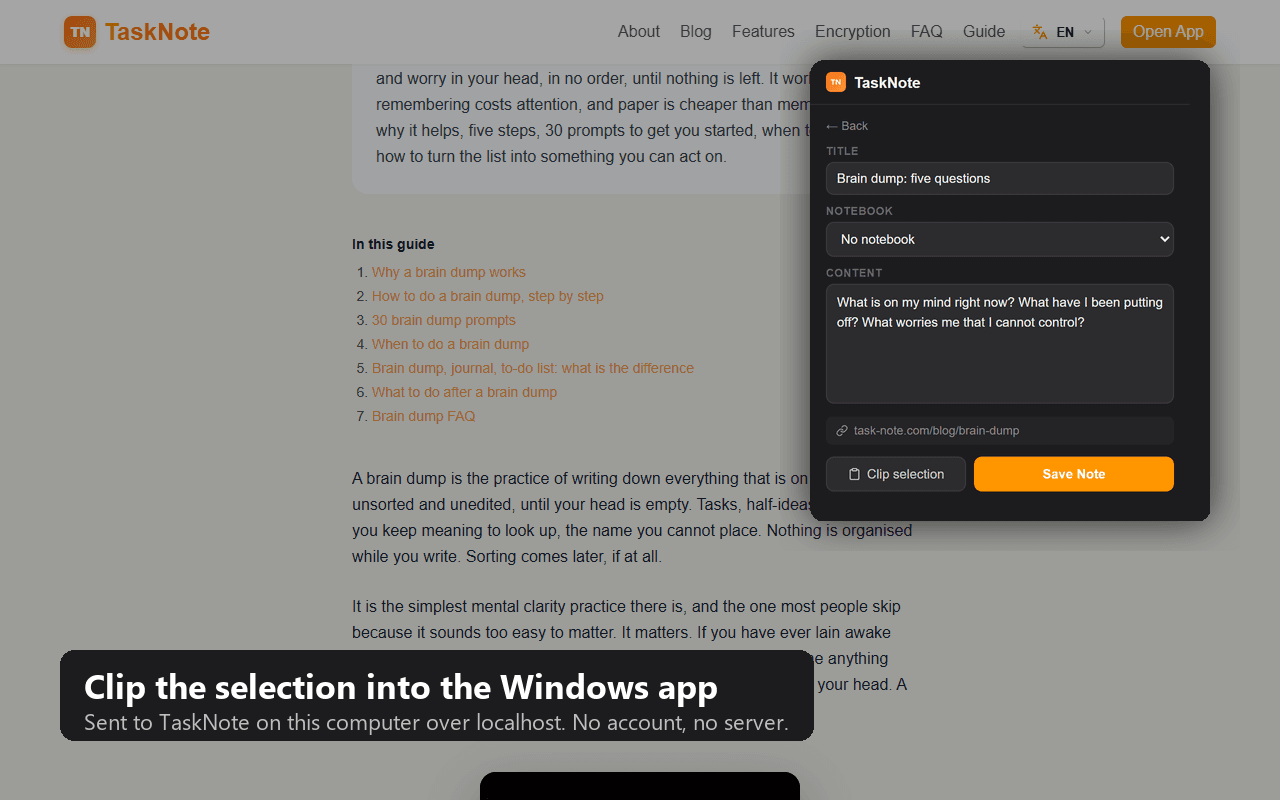 Desktop Clipper for Chrome: the selection goes into the Windows app