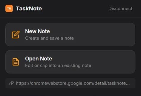 The popup now offers two things: a new note, or clipping into a note that already exists.