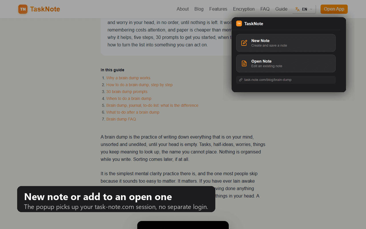 Web Clipper for Chrome: picks up your task-note.com session
