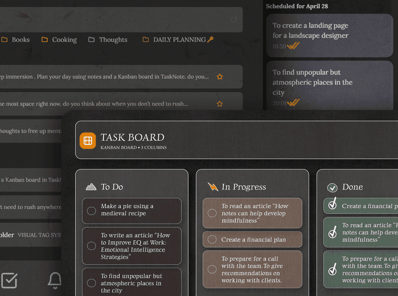 TaskNote app showing notes tasks and reminders in one unified interface