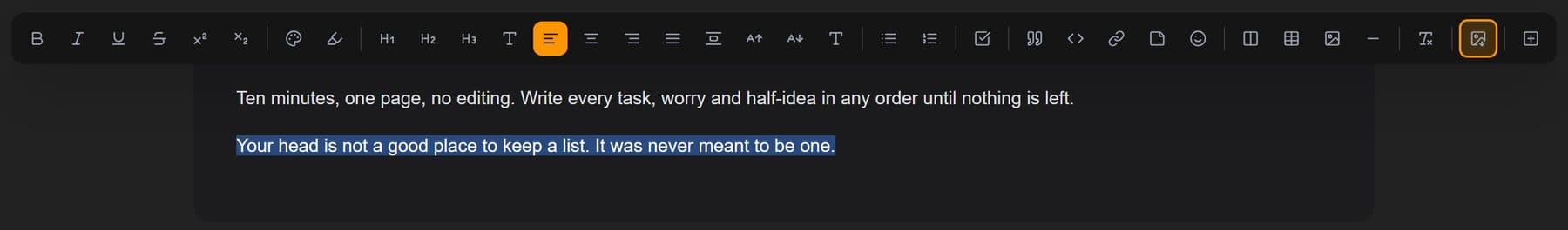 Select a passage and the bubble menu offers the same button for just that part