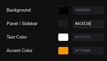 TaskNote Theme Customization Hex Input