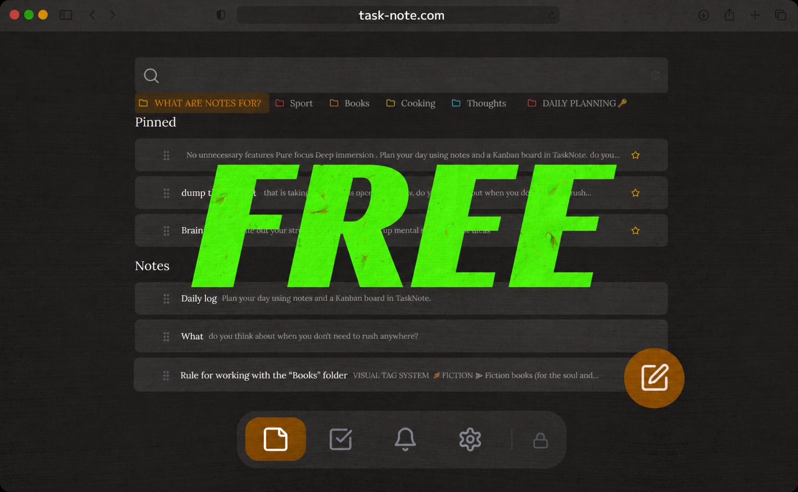 TaskNote free plan with encryption included